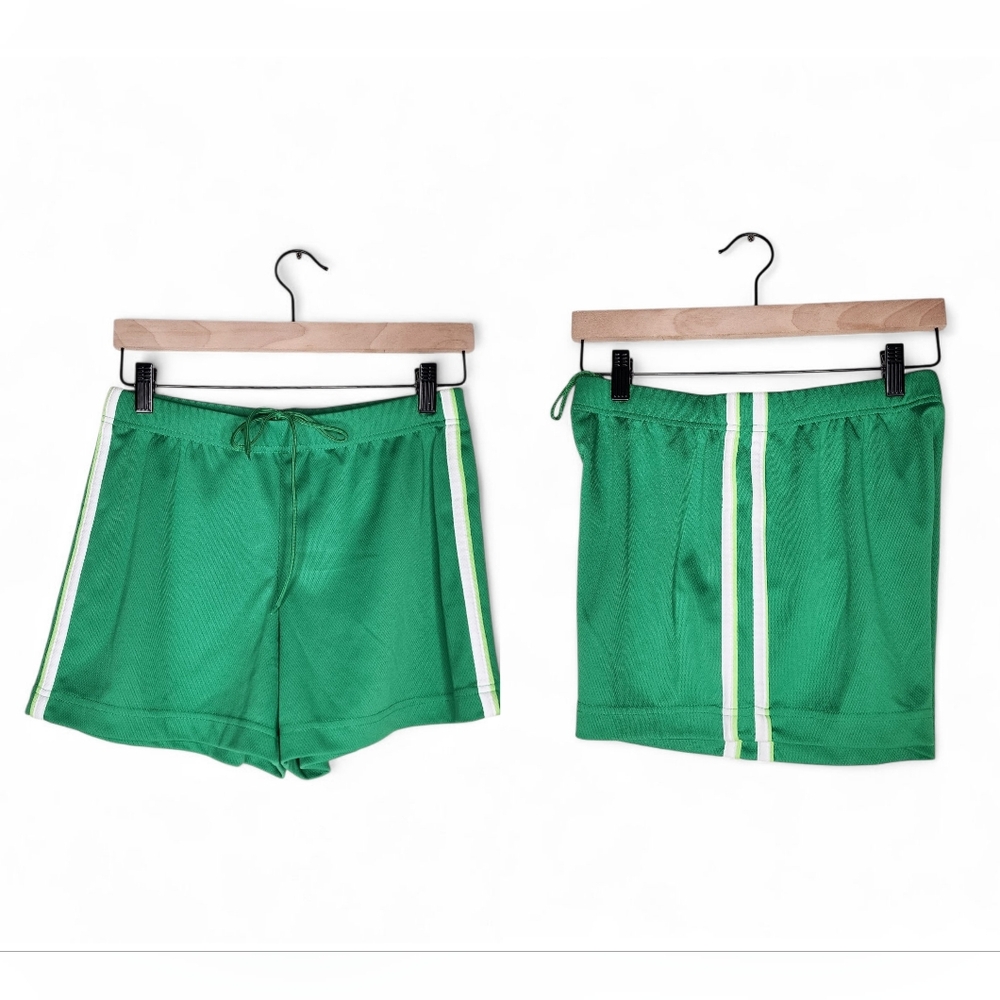 Pro Spirit Athletic Gear Green Women's Athletic Shorts with White Stripe